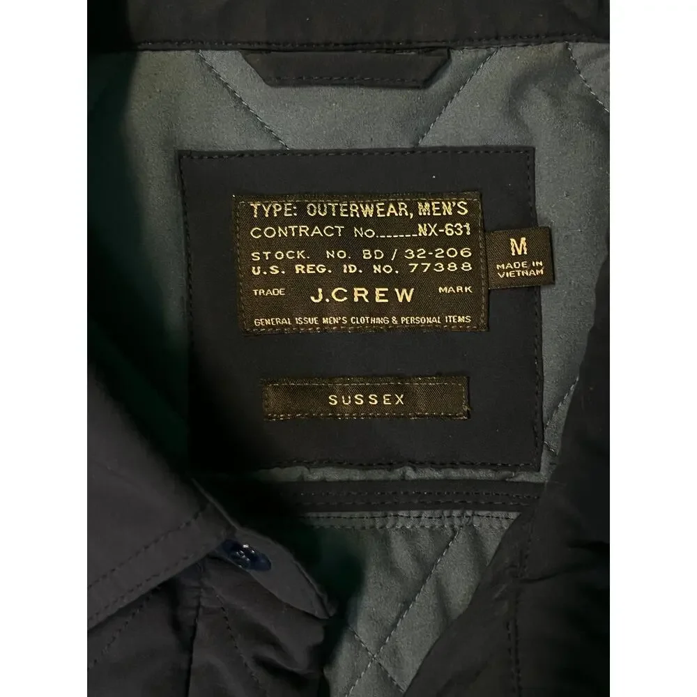 J.Crew Men's Medium Sussex Navy Blue Quilted Chore Jacket PrimaLoft Newport EUC
